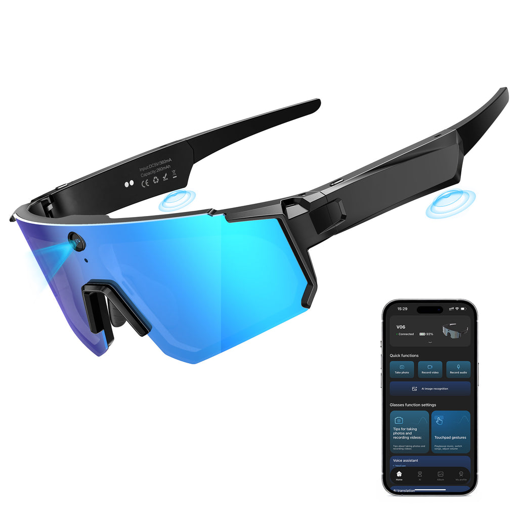 AI Smart Glasses with Camera 4K, Video Recording Glasses with Camera, Polarized Sports Sunglasses with EIS Stabilization, Dual Mic Noise Canceling, IP66, ChatGPT Enabled