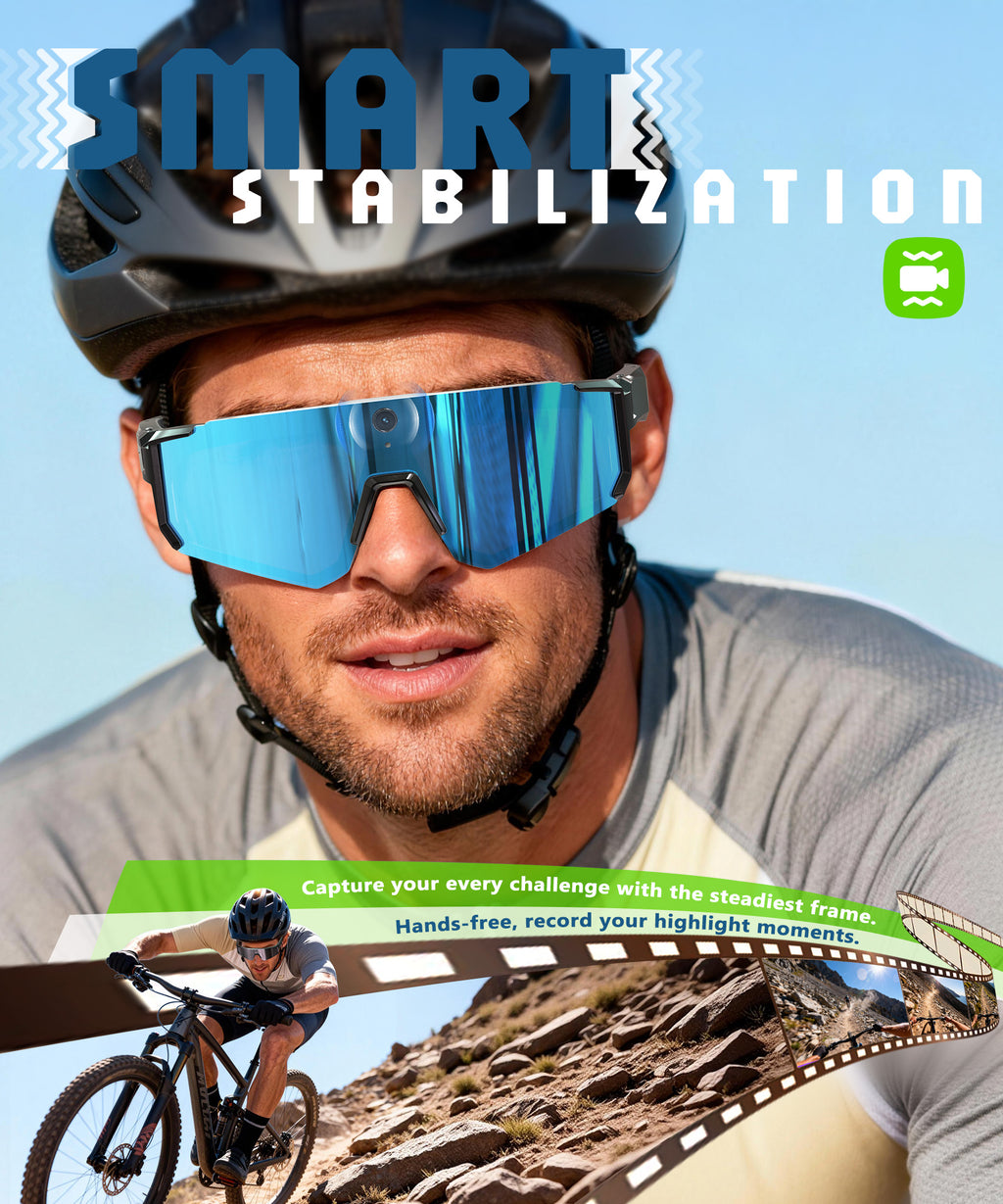 AI Smart Glasses with Camera 4K, Video Recording Glasses with Camera, Polarized Sports Sunglasses with EIS Stabilization, Dual Mic Noise Canceling, IP66, ChatGPT Enabled