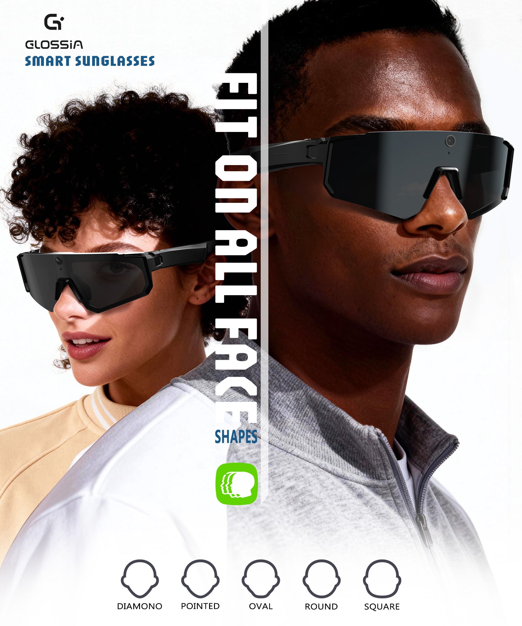 GLOSSIA AI Smart Glasses with Camera 4K, Video Recording Glasses with Camera, Polarized Sports Sunglasses with EIS Stabilization, Dual Mic Noise Canceling, IP66, ChatGPT Enabled
