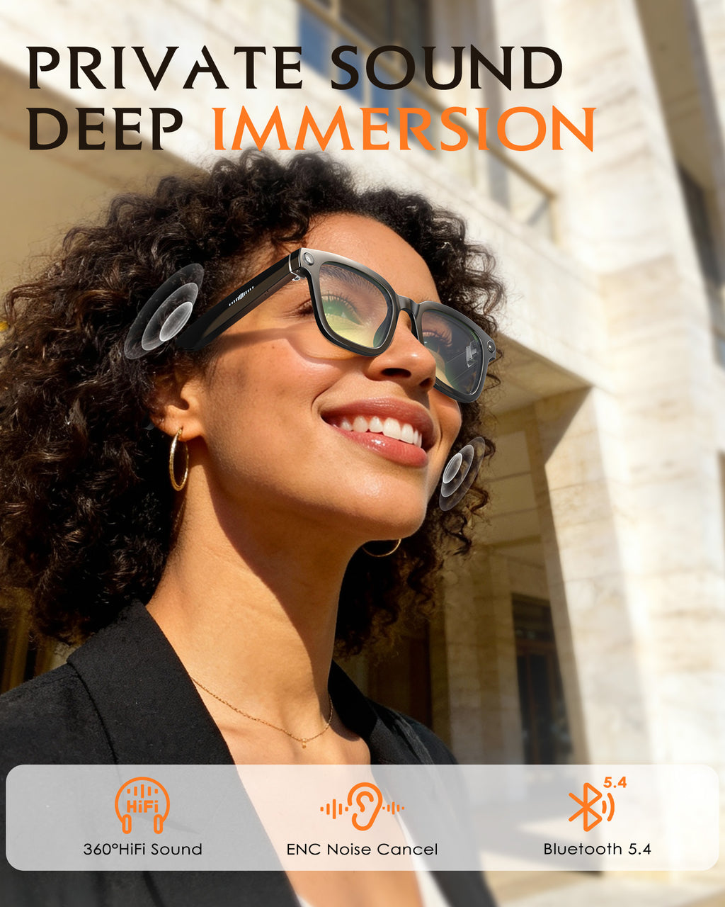 Smart-Glasses with Camera and Audio, 8MP HD Camera Smart-Sunglasses for Men Women, 1080P Video Recording AI Glasses, Real Time Translation, Voice Assistant V03-T5-EP