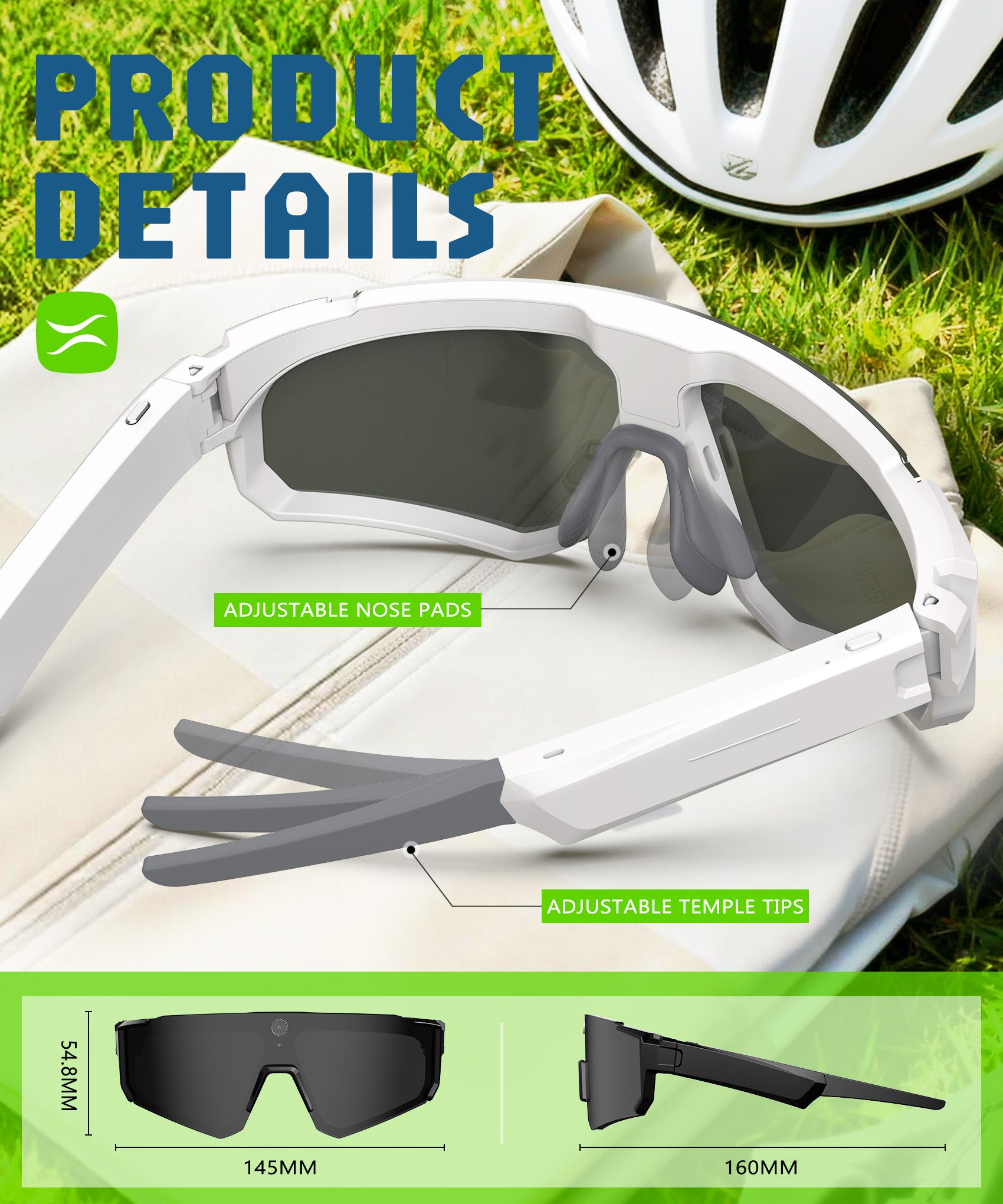 AI Smart Glasses, Bluetooth Glasses for Men Women, Blue Light Smart Glasses, Hands-Free Calls, Music and Voice Control for Work/Study/Travel