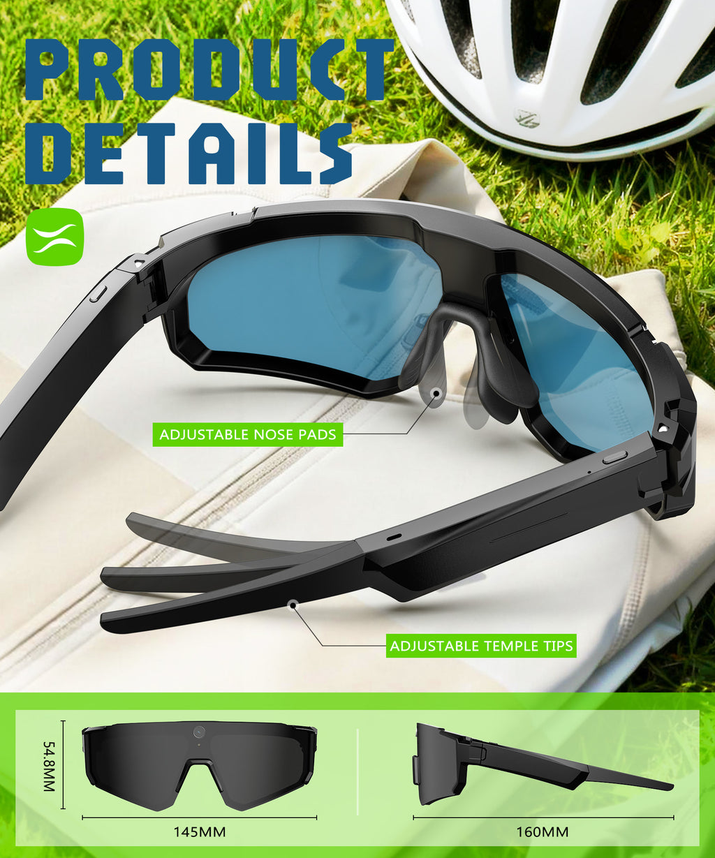 AI Smart Glasses with Camera 4K, Video Recording Glasses with Camera, Polarized Sports Sunglasses with EIS Stabilization, Dual Mic Noise Canceling, IP66, ChatGPT Enabled