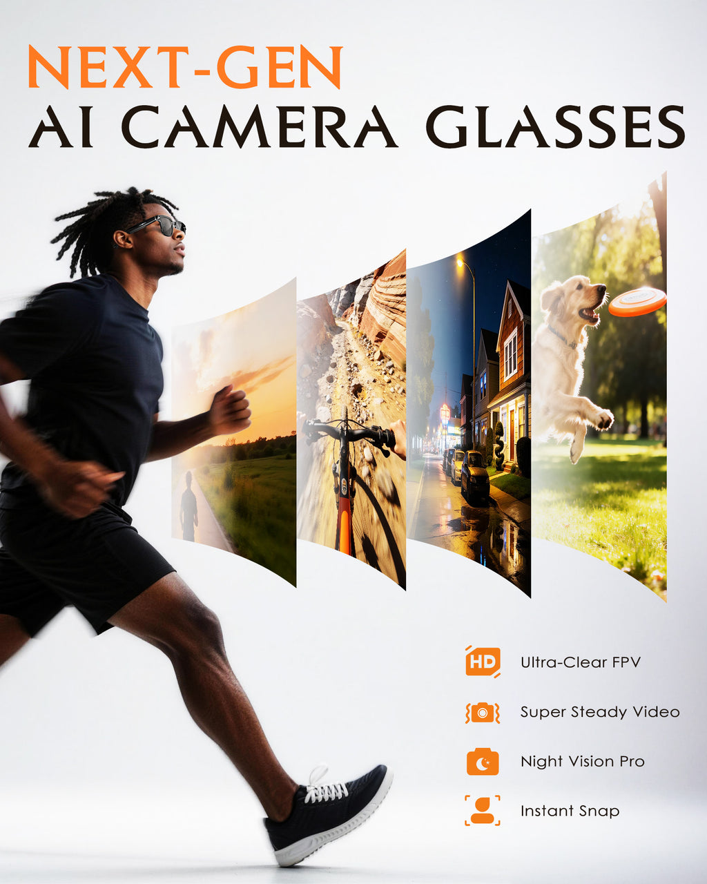 Smart-Glasses with Camera and Audio, 8MP HD Camera Blue-Light Glasses for Men Women, 1080P Video Recording AI Glasses, Real Time Translation, Voice Assistant V03-T5
