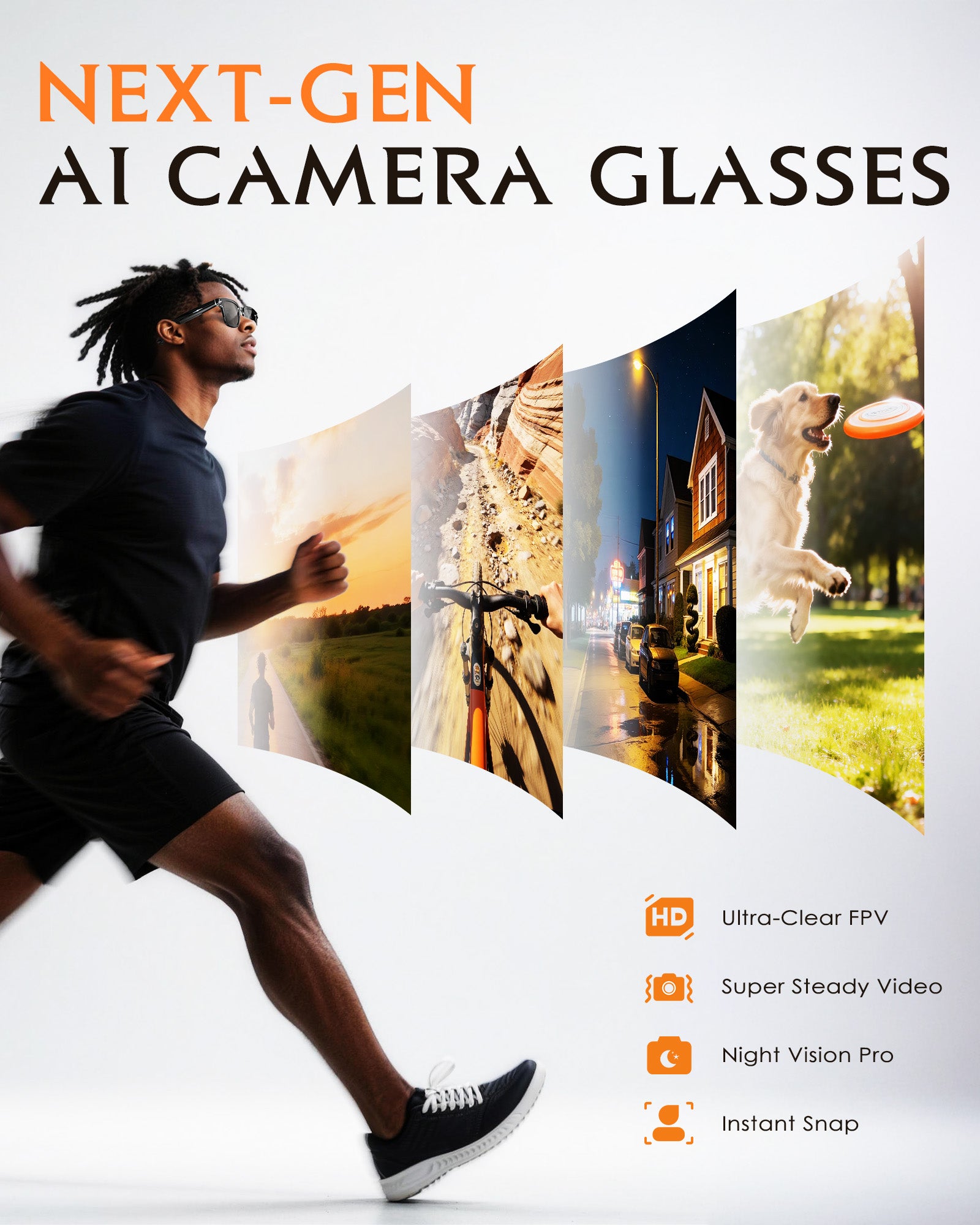 Smart-Glasses with Camera and Audio, 8MP HD Camera Blue-Light Glasses for Men Women, 1080P Video Recording AI Glasses, Real Time Translation, Voice Assistant V03-T5