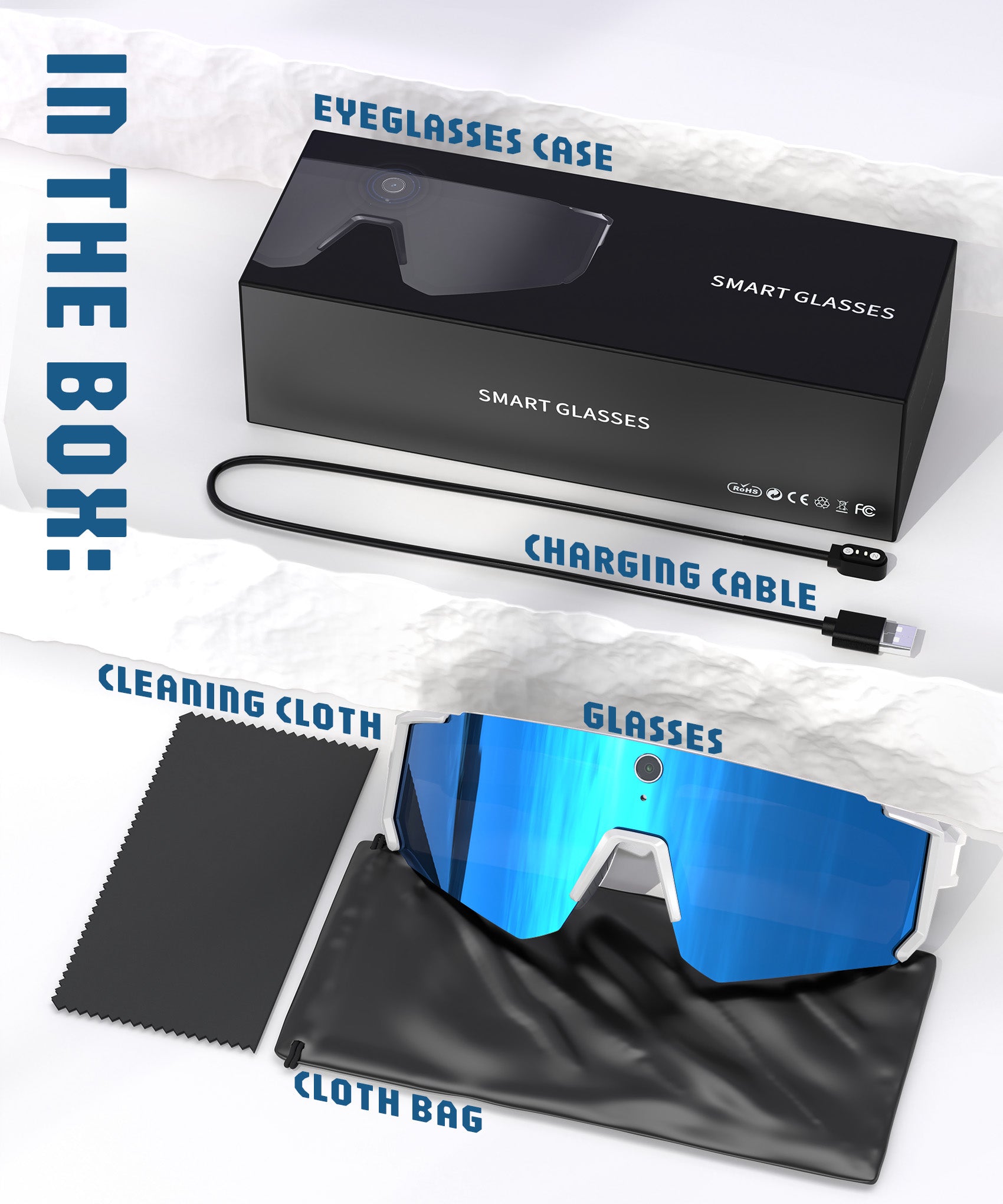 AI Smart Glasses, Bluetooth Glasses for Men Women, Blue Light Smart Glasses, Hands-Free Calls, Music and Voice Control for Work/Study/Travel