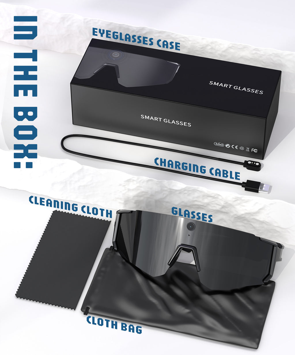 GLOSSIA AI Smart Glasses with Camera 4K, Video Recording Glasses with Camera, Polarized Sports Sunglasses with EIS Stabilization, Dual Mic Noise Canceling, IP66, ChatGPT Enabled