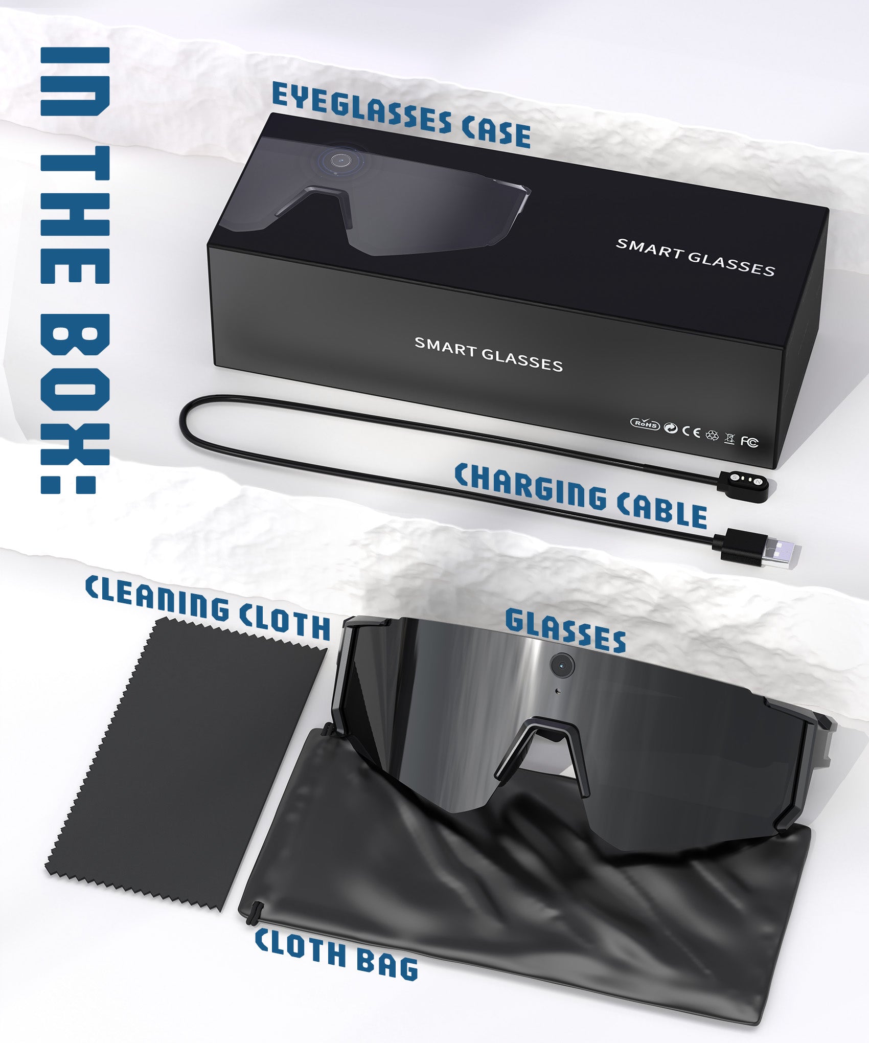 GLOSSIA AI Smart Glasses with Camera 4K, Video Recording Glasses with Camera, Polarized Sports Sunglasses with EIS Stabilization, Dual Mic Noise Canceling, IP66, ChatGPT Enabled