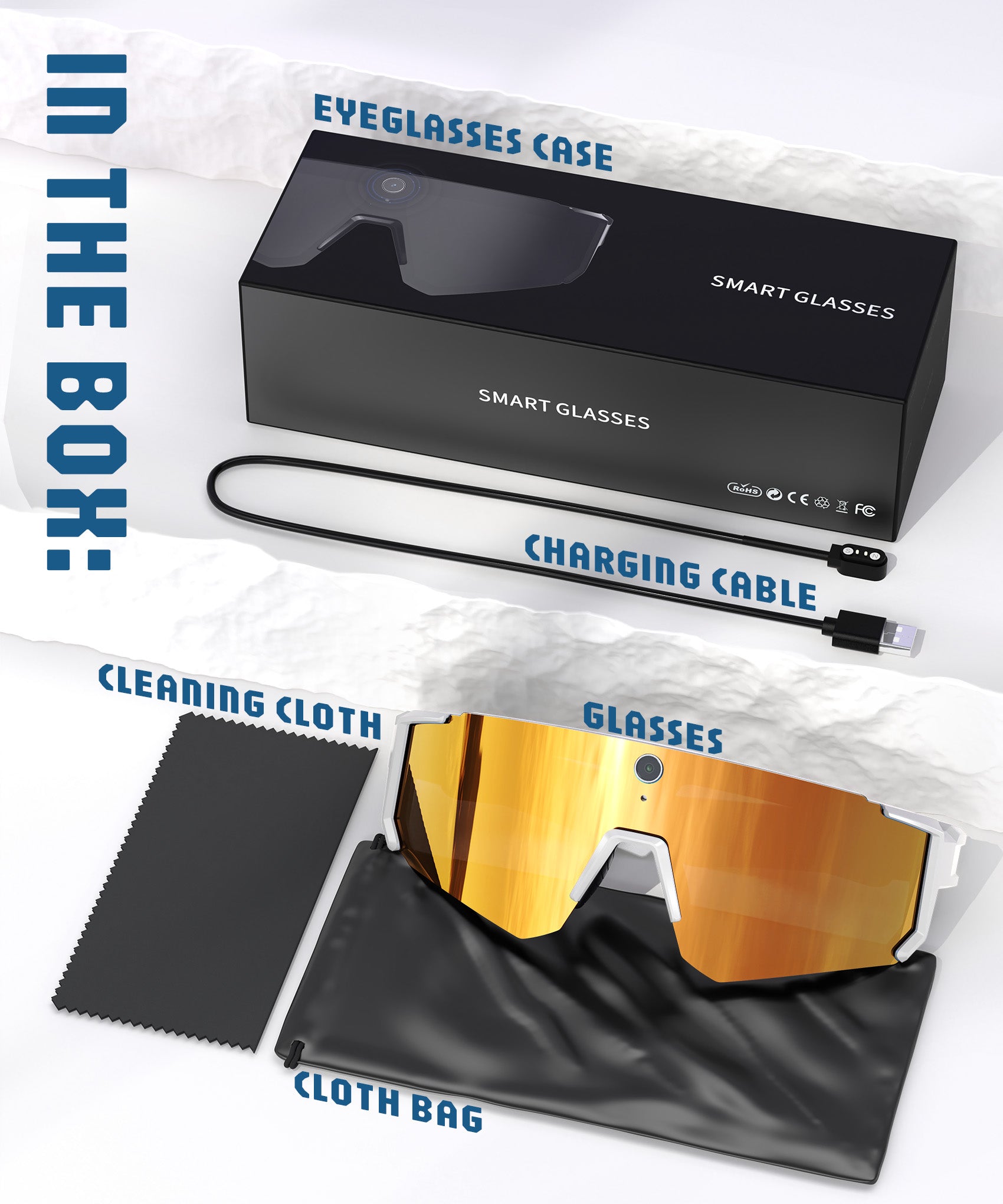 AI Smart Glasses, Bluetooth Glasses for Men Women, Blue Light Smart Glasses, Hands-Free Calls, Music and Voice Control for Work/Study/Travel